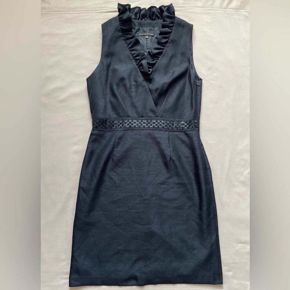 Preston & York Black Sleeveless Ruffle Collar Dress Size 12